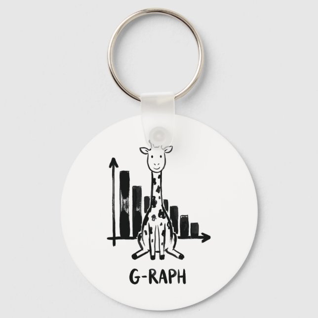 Giraffe Graph Statistics Math Teacher Pun  Key Ring (Front)