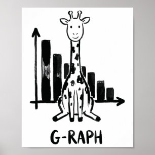 Giraffe Graph Statistics Math Teacher Pun Poster