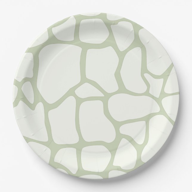 Giraffe green print paper plate (Front)