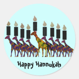 Giraffe Hannukah Menorah Classic Round Sticker