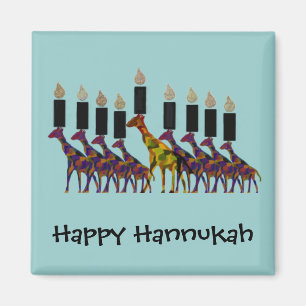 Giraffe Hannukah Menorah Magnets