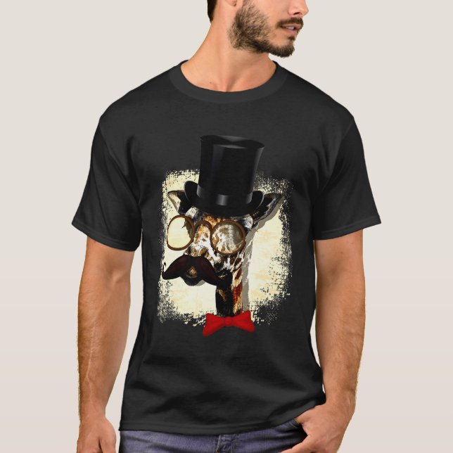Giraffe Hat And Big Moustache T-Shirt (Front)