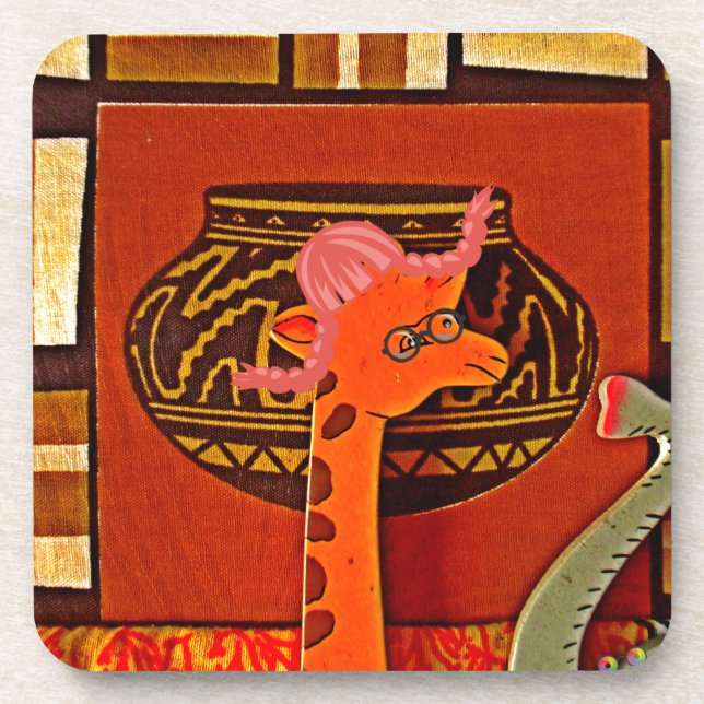 Giraffe Hat Art Print Coaster (Front)