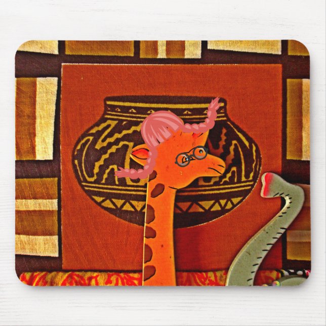Giraffe Hat Art Print Mouse Pad (Front)