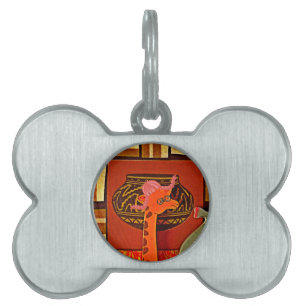 Giraffe Hat Art Print Pet ID Tag