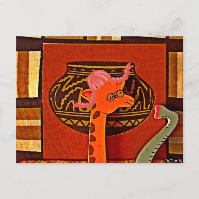 Giraffe Hat Art Print Postcard (Front)