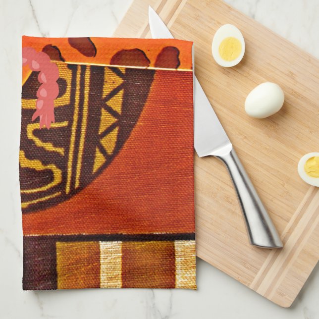 Giraffe Hat Art Print Tea Towel (Quarter Fold)