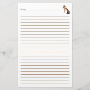 Giraffe Head Painting Lined Stationery