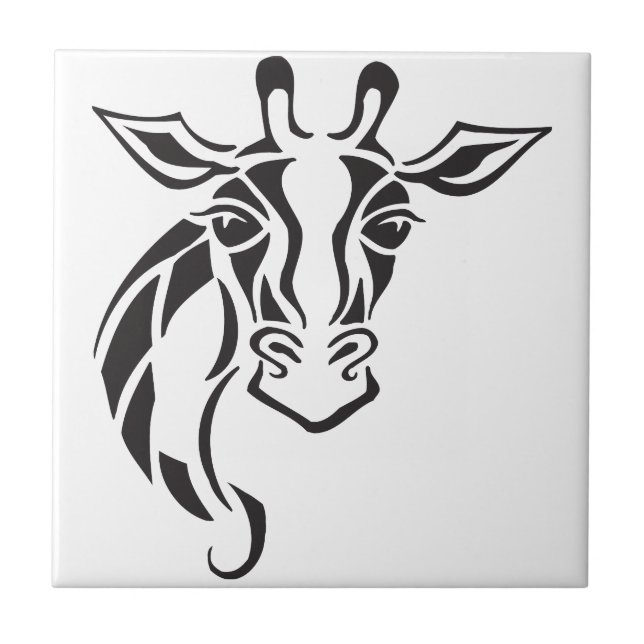 Giraffe Head Tattoo Art Tile (Front)
