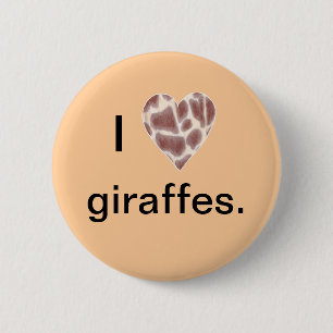 Giraffe Heart, I heart giraffes pin on buttons