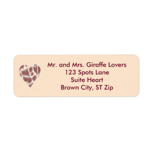 Giraffe Heart Personalised Address Labels