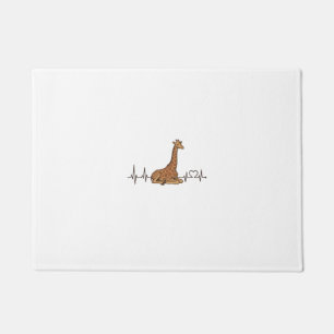 Giraffe Heartbeat Vintage Engraving Shirt Design_1 Doormat