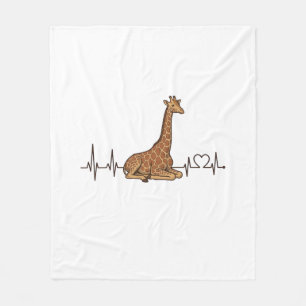 Giraffe Heartbeat Vintage Engraving Shirt Design_1 Fleece Blanket