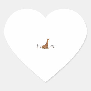 Giraffe Heartbeat Vintage Engraving Shirt Design_1 Heart Sticker