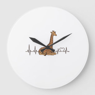 Giraffe Heartbeat Vintage Engraving Shirt Design_1 Large Clock