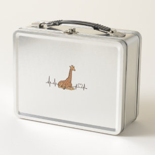 Giraffe Heartbeat Vintage Engraving Shirt Design_1 Metal Lunch Box