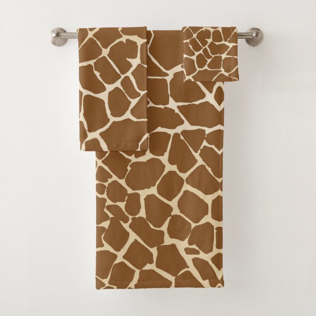 Giraffe Hide Fur Pattern Print  Bath Towel Set (Insitu)