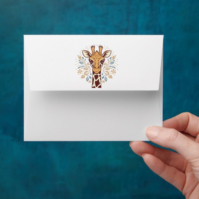 Giraffe Holiday Spirit - Christmas Cute Giraffe Envelope (Hand)