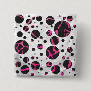 Giraffe Hot Pink and Black Print 15 Cm Square Badge