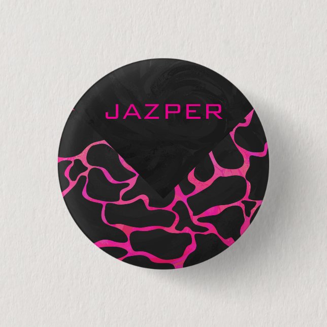 Giraffe Hot Pink and Black Print 3 Cm Round Badge (Front)