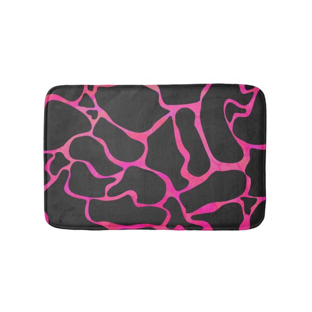 Giraffe Hot Pink and Black Print Bath Mat (Front)