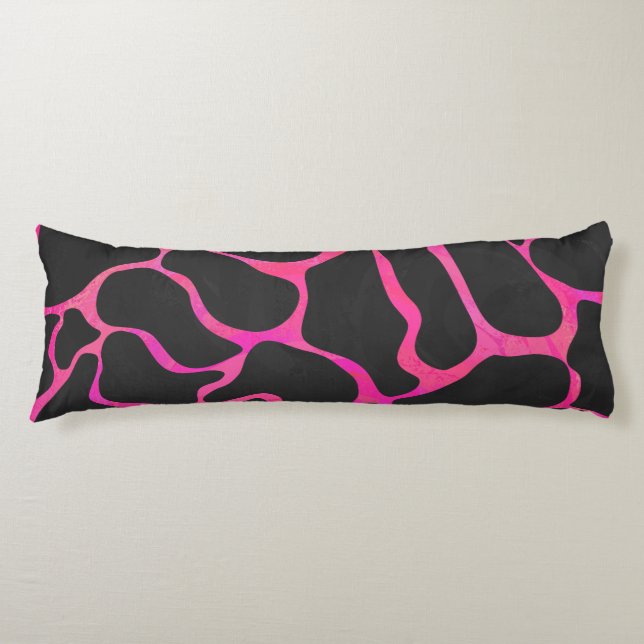 Giraffe Hot Pink and Black Print Body Cushion (Front)