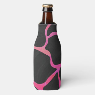 Giraffe Hot Pink and Black Print Bottle Cooler