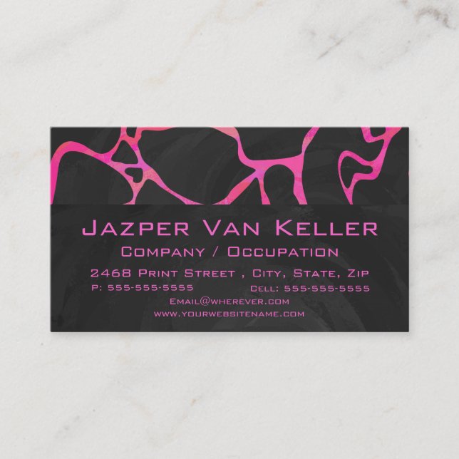 Giraffe Hot Pink and Black Print Business Card (Front)