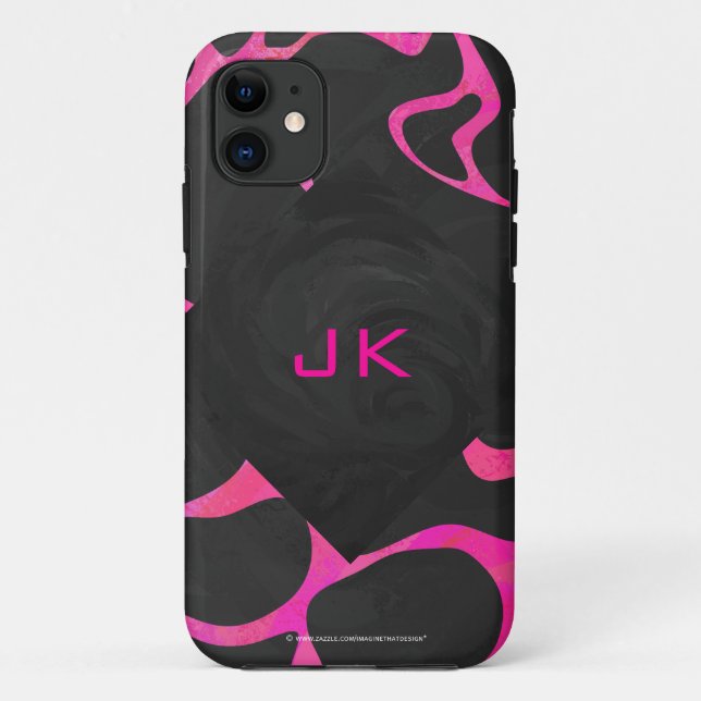 Giraffe Hot Pink and Black Print Case-Mate iPhone Case (Back)