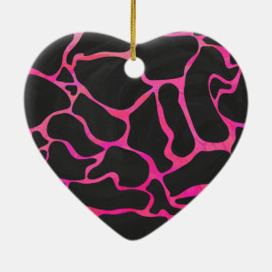 Giraffe Hot Pink and Black Print Ceramic Ornament