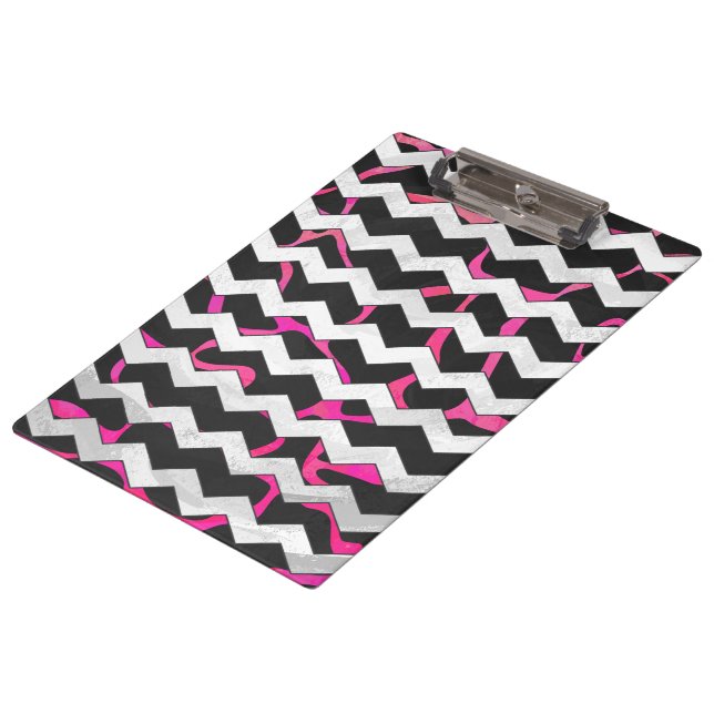 Giraffe Hot Pink and Black Print Clipboard (Angled)