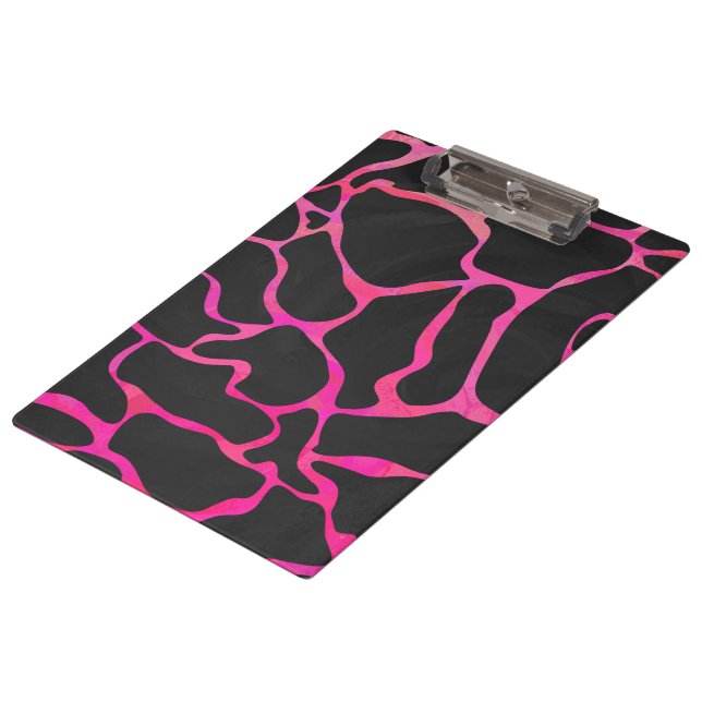 Giraffe Hot Pink and Black Print Clipboard (Angled)