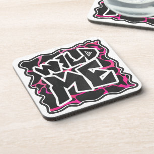 Giraffe Hot Pink and Black Print Coaster