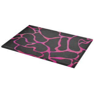 Giraffe Hot Pink and Black Print Cutting Board