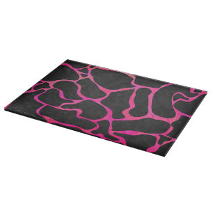 Giraffe Hot Pink and Black Print Cutting Board