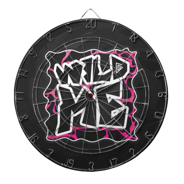 Giraffe Hot Pink and Black Print Dartboard (Front)
