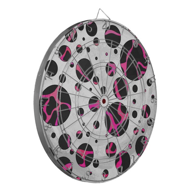 Giraffe Hot Pink and Black Print Dartboard (Front Left)