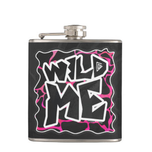 Giraffe Hot Pink and Black Print Hip Flask