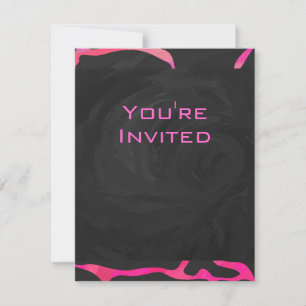 Giraffe Hot Pink and Black Print Invitation