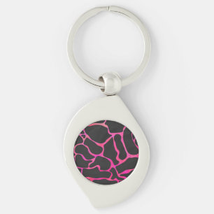Giraffe Hot Pink and Black Print Key Ring