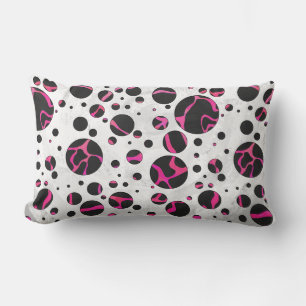 Giraffe Hot Pink and Black Print Lumbar Cushion