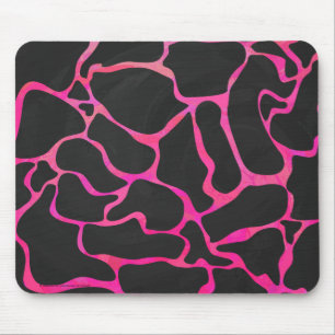 Giraffe Hot Pink and Black Print Mouse Pad