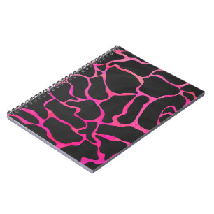 Giraffe Hot Pink and Black Print Notebook