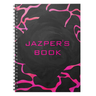 Giraffe Hot Pink and Black Print Notebook