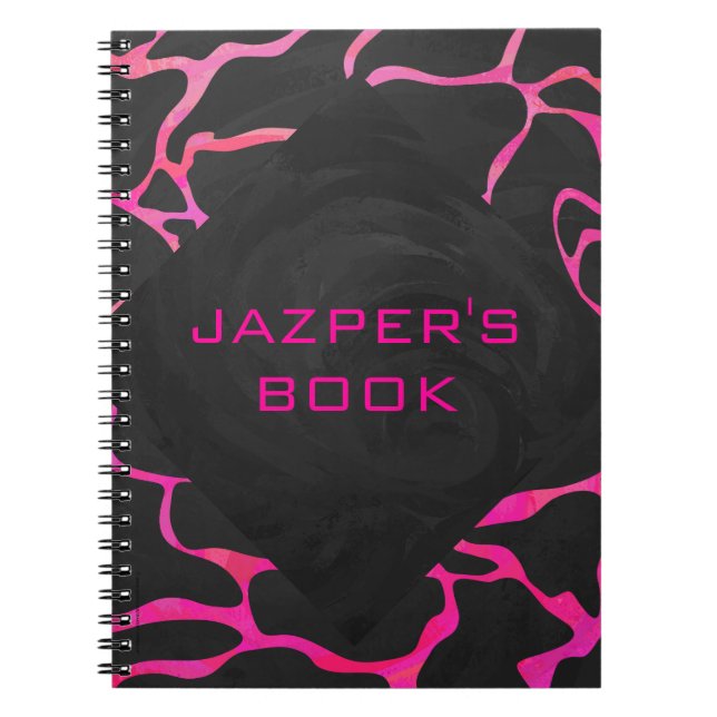 Giraffe Hot Pink and Black Print Notebook (Front)