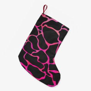 Giraffe Hot Pink and Black Print Small Christmas Stocking