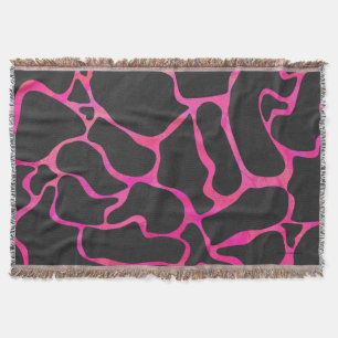 Giraffe Hot Pink and Black Print Throw Blanket