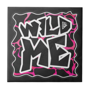 Giraffe Hot Pink and Black Print Tile