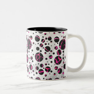 Giraffe Hot Pink and Black Print Two-Tone Coffee Mug