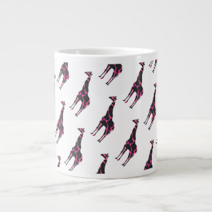 Giraffe Hot Pink and Black Silhouette Large Coffee Mug